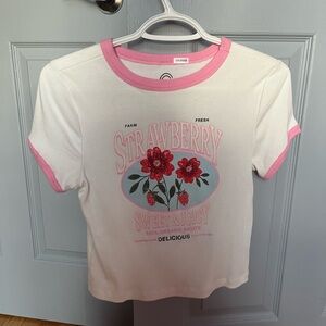 White and Pink Strawberry T-Shirt